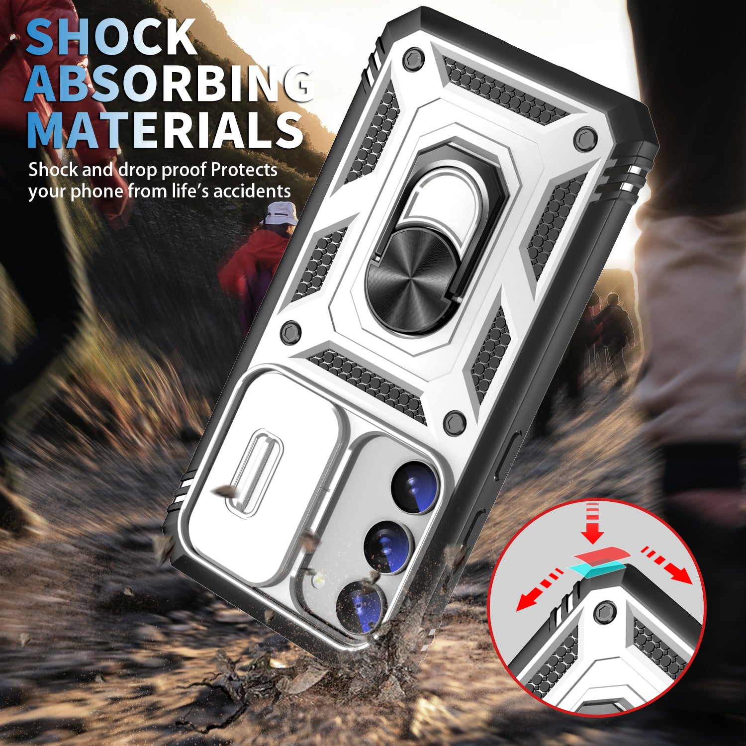 For Samsung Galaxy S23 Anti-fall Phone Case with Ring Kickstand Card Holder Phone Back Cover with Sliding Camera Lid For Samsung Galaxy S23 Anti-fall Phone Case with Ring Kickstand Card Holder Phone Back Cover with Sliding Camera Lid